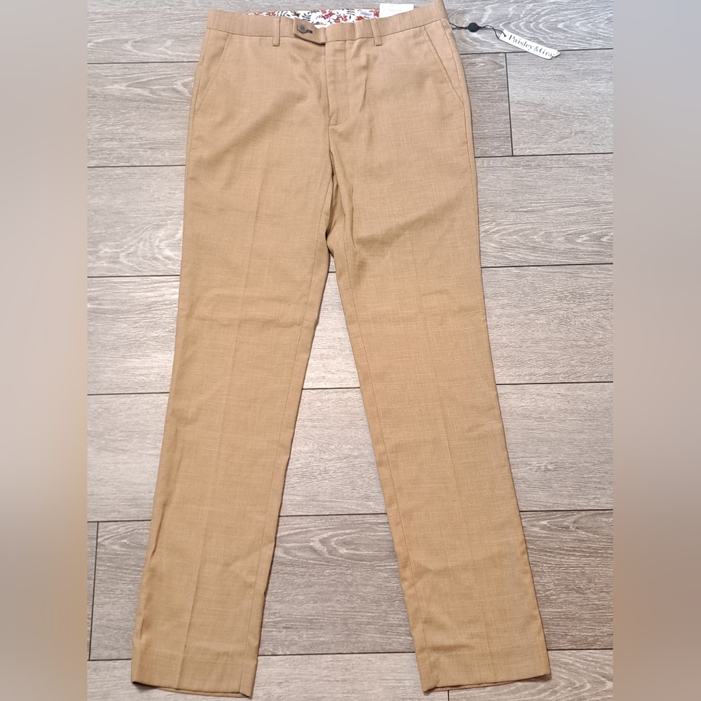 Brand New Paisley And Gray Women's Tan Dress Pants